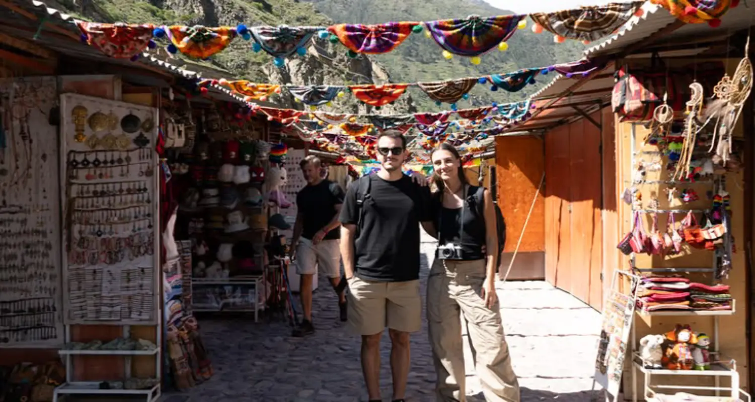 Traditional village in the Sacred Valley with Andean landscape